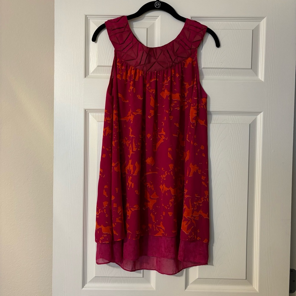 CAbi Origami Pink Orange Tunic Blouse Top sz M
